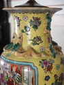 F74079: Pair Chinese Familia Rose Decorated Table 