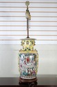 F74079: Pair Chinese Familia Rose Decorated Table 
