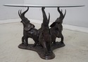 L73945: Bronze Elephant Base Glass Top Dining Room