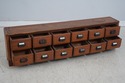 F74251: Antique 12 Drawer Oak Apothecary Cabinet