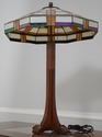 74200: STICKLEY Arts & Crafts Slag Glass Table Lam