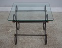 61081EC: Pair Iron Base Glass Top End Tables