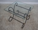 61081EC: Pair Iron Base Glass Top End Tables