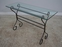 60674EC: Scrolled Iron Base Glass Top Console Or S