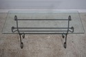 60674EC: Scrolled Iron Base Glass Top Console Or S