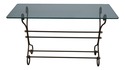 61082EC: Scrolled Iron Base Console Or Sofa Table 