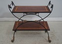 74164: Wrought Iron Mahogany Rolling Bar Cart