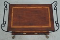 74164: Wrought Iron Mahogany Rolling Bar Cart