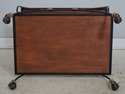 74164: Wrought Iron Mahogany Rolling Bar Cart
