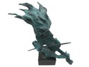 F73840: Art Deco Bronze Sculpture Of Woman w. Viol