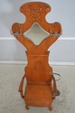 F74372: Antique Restored Oak Victorian Hall Rack W