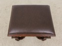 56689EC: Pair Leather Seat Carved Continental Stoo