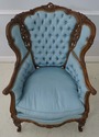 69448: French Louis XV Style Carved Walnut Tufted 