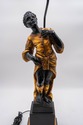 F69646: Tall 2 Light NUBIAN Figural Black & Gold H
