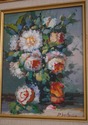 F60705EC/06EC: Pair Gold Framed Floral Oil Paintin