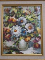 F60705EC/06EC: Pair Gold Framed Floral Oil Paintin