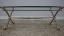 60776EC: Quality Steel & Brass Regency Glass Top C