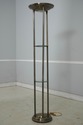 F73816: Vintage Brass & Glass Tall Floor Torchiere