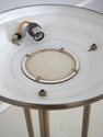 F73816: Vintage Brass & Glass Tall Floor Torchiere