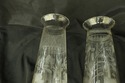 F52168EC: Pair Antique Etched Glass Crystal Vases