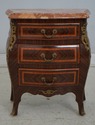 L69030: Pair French 3 Drawer Marble Top Commode Ni