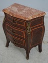 L69030: Pair French 3 Drawer Marble Top Commode Ni