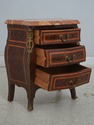 L69030: Pair French 3 Drawer Marble Top Commode Ni