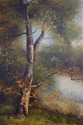 F64985EC: Lake & Town Framed Oil Painting On Canva