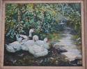 F64984EC: MINTZ Impressionist White Ducks Signed O