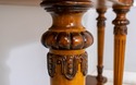 : Italian Marble Top Inlaid Olivewood Console Tabl