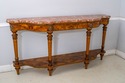: Italian Marble Top Inlaid Olivewood Console Tabl