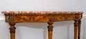 : Italian Marble Top Inlaid Olivewood Console Tabl