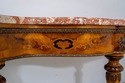 : Italian Marble Top Inlaid Olivewood Console Tabl