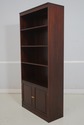 68761: Pair Inlaid Mahogany Open Bookcase Cabinets