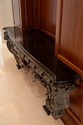 F68900: Custom Iron Work & Bronze Marble Top Conso