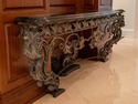 F68900: Custom Iron Work & Bronze Marble Top Conso