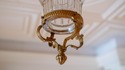 F68910: Vintage French Bronze & Etched Crystal Cro