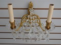 F73567: Pair Of French Style Brass & Glass Chandel