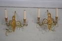 F73567: Pair Of French Style Brass & Glass Chandel