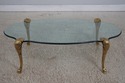 73680: LABARGE Brass & Glass Scroll Foot Coffee Ta