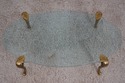 73680: LABARGE Brass & Glass Scroll Foot Coffee Ta