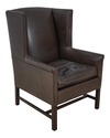 60513EC: Quality Brown Leather Modern Wing Chair