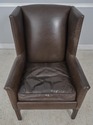 60513EC: Quality Brown Leather Modern Wing Chair