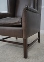 60513EC: Quality Brown Leather Modern Wing Chair