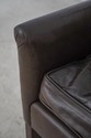 60513EC: Quality Brown Leather Modern Wing Chair