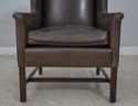 60513EC: Quality Brown Leather Modern Wing Chair