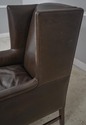 60513EC: Quality Brown Leather Modern Wing Chair