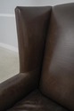 60513EC: Quality Brown Leather Modern Wing Chair