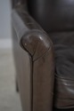 60513EC: Quality Brown Leather Modern Wing Chair