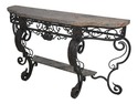 64736EC: MAITLAND SMITH Iron Base Marble Top Conso